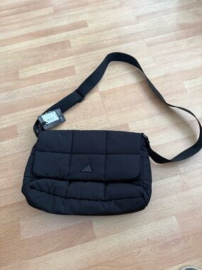 adidas Black Quilted Messenger Crossbody Bag